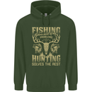 Fishing & Hunting Fisherman Hunter Funny Childrens Kids Hoodie Forest Green