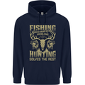 Fishing & Hunting Fisherman Hunter Funny Childrens Kids Hoodie Navy Blue