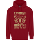 Fishing & Hunting Fisherman Hunter Funny Childrens Kids Hoodie Red