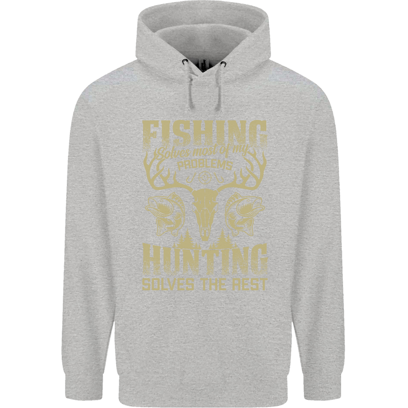Fishing & Hunting Fisherman Hunter Funny Childrens Kids Hoodie Sports Grey