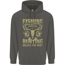 Fishing & Hunting Fisherman Hunter Funny Childrens Kids Hoodie Storm Grey