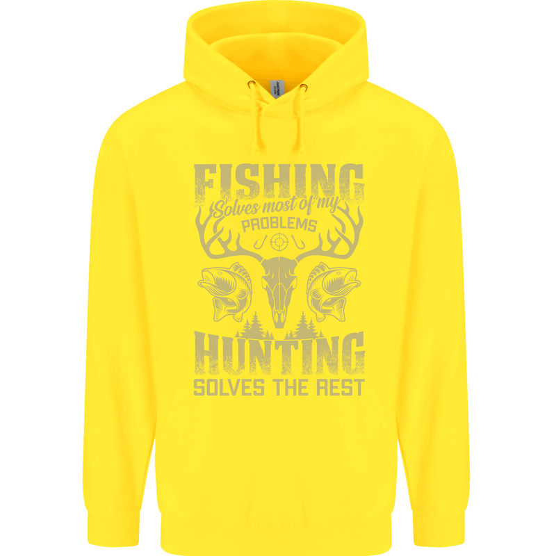 Fishing & Hunting Fisherman Hunter Funny Childrens Kids Hoodie Yellow