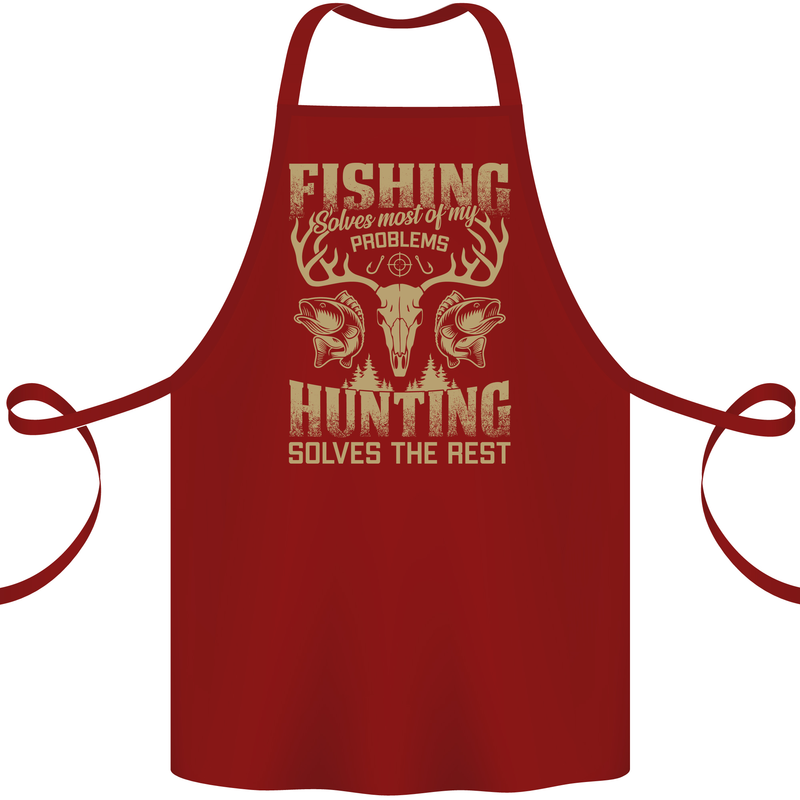 Fishing & Hunting Fisherman Hunter Funny Cotton Apron 100% Organic Maroon