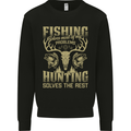 Fishing & Hunting Fisherman Hunter Funny Kids Sweatshirt Jumper Black