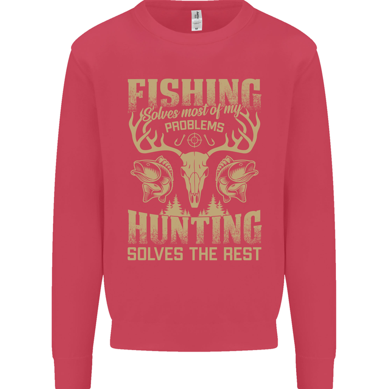 Fishing & Hunting Fisherman Hunter Funny Kids Sweatshirt Jumper Heliconia