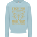 Fishing & Hunting Fisherman Hunter Funny Kids Sweatshirt Jumper Light Blue