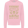 Fishing & Hunting Fisherman Hunter Funny Kids Sweatshirt Jumper Light Pink