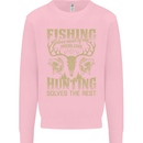 Fishing & Hunting Fisherman Hunter Funny Kids Sweatshirt Jumper Light Pink