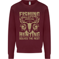 Fishing & Hunting Fisherman Hunter Funny Kids Sweatshirt Jumper Maroon