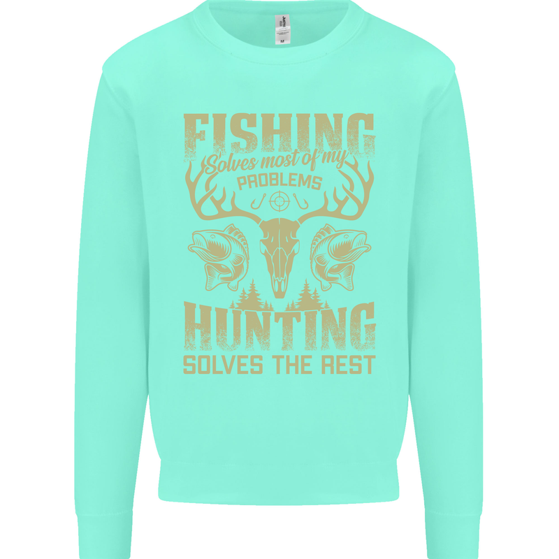 Fishing & Hunting Fisherman Hunter Funny Kids Sweatshirt Jumper Peppermint