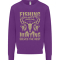Fishing & Hunting Fisherman Hunter Funny Kids Sweatshirt Jumper Purple