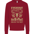 Fishing & Hunting Fisherman Hunter Funny Kids Sweatshirt Jumper Red