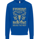Fishing & Hunting Fisherman Hunter Funny Kids Sweatshirt Jumper Royal Blue