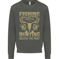 Fishing & Hunting Fisherman Hunter Funny Kids Sweatshirt Jumper Storm Grey