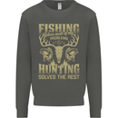 Fishing & Hunting Fisherman Hunter Funny Kids Sweatshirt Jumper Storm Grey