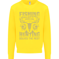 Fishing & Hunting Fisherman Hunter Funny Kids Sweatshirt Jumper Yellow