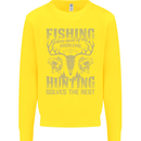 Fishing & Hunting Fisherman Hunter Funny Kids Sweatshirt Jumper Yellow