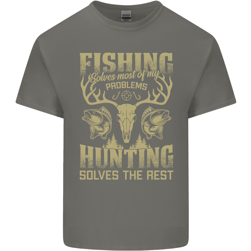 Fishing & Hunting Fisherman Hunter Funny Kids T-Shirt Childrens Charcoal