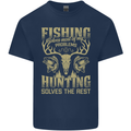 Fishing & Hunting Fisherman Hunter Funny Kids T-Shirt Childrens Navy Blue