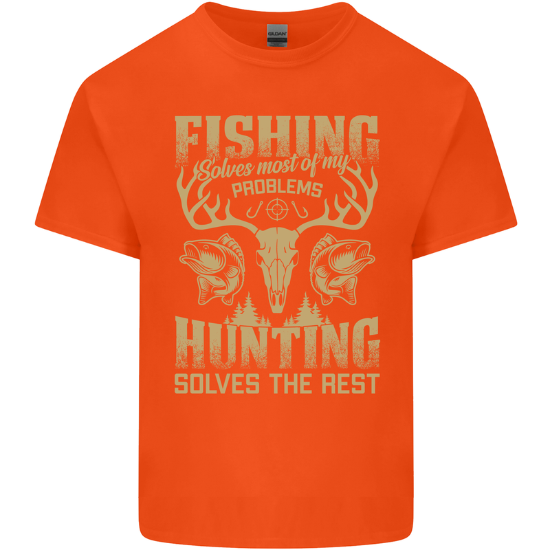 Fishing & Hunting Fisherman Hunter Funny Kids T-Shirt Childrens Orange