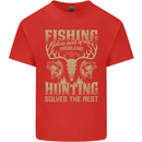 Fishing & Hunting Fisherman Hunter Funny Kids T-Shirt Childrens Red