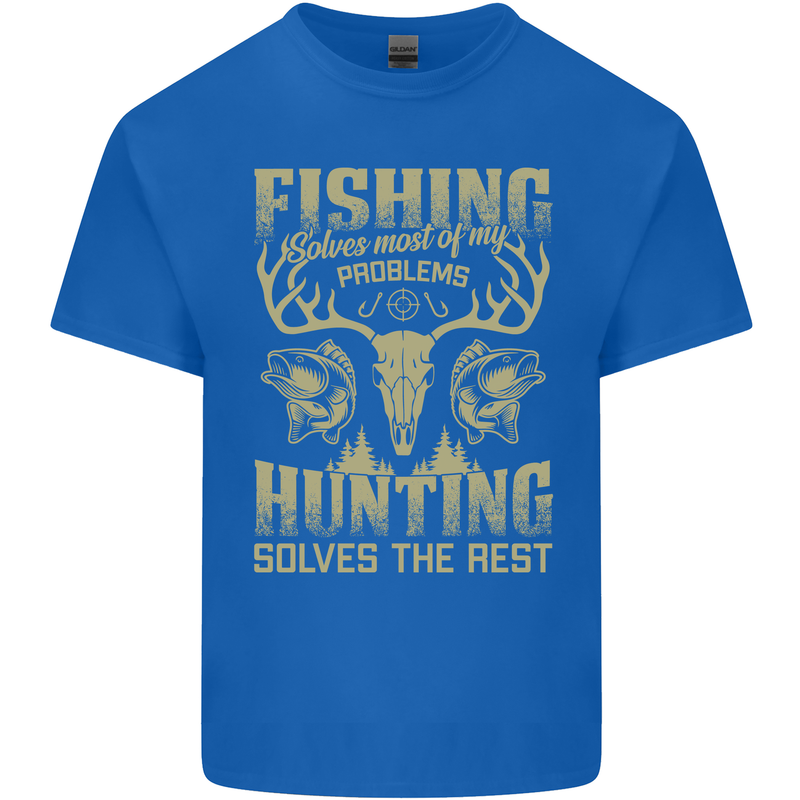 Fishing & Hunting Fisherman Hunter Funny Kids T-Shirt Childrens Royal Blue