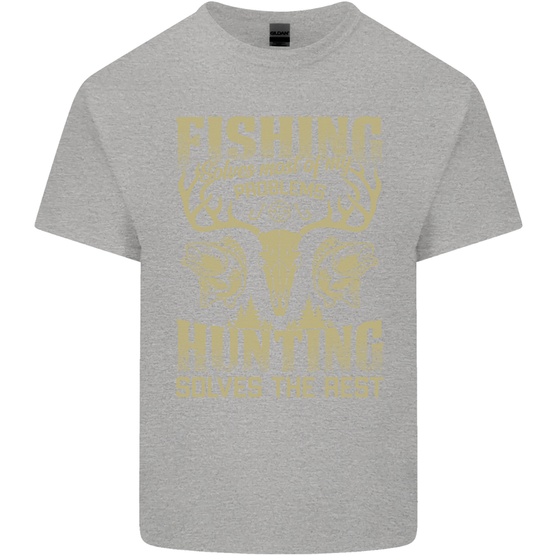 Fishing & Hunting Fisherman Hunter Funny Kids T-Shirt Childrens Sports Grey