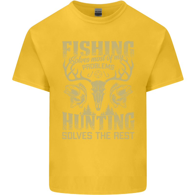 Fishing & Hunting Fisherman Hunter Funny Kids T-Shirt Childrens Yellow