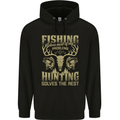 Fishing & Hunting Fisherman Hunter Funny Mens 80% Cotton Hoodie Black