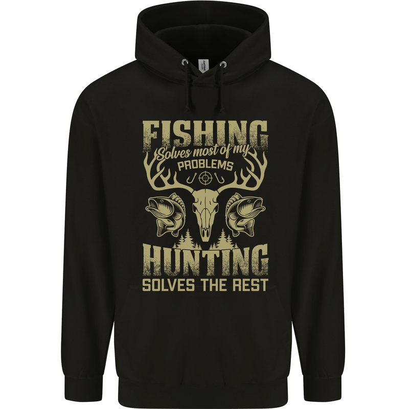 Fishing & Hunting Fisherman Hunter Funny Mens 80% Cotton Hoodie Black