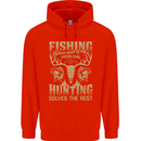Fishing & Hunting Fisherman Hunter Funny Mens 80% Cotton Hoodie Bright Red