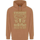 Fishing & Hunting Fisherman Hunter Funny Mens 80% Cotton Hoodie Caramel Latte