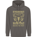 Fishing & Hunting Fisherman Hunter Funny Mens 80% Cotton Hoodie Charcoal