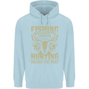 Fishing & Hunting Fisherman Hunter Funny Mens 80% Cotton Hoodie Light Blue
