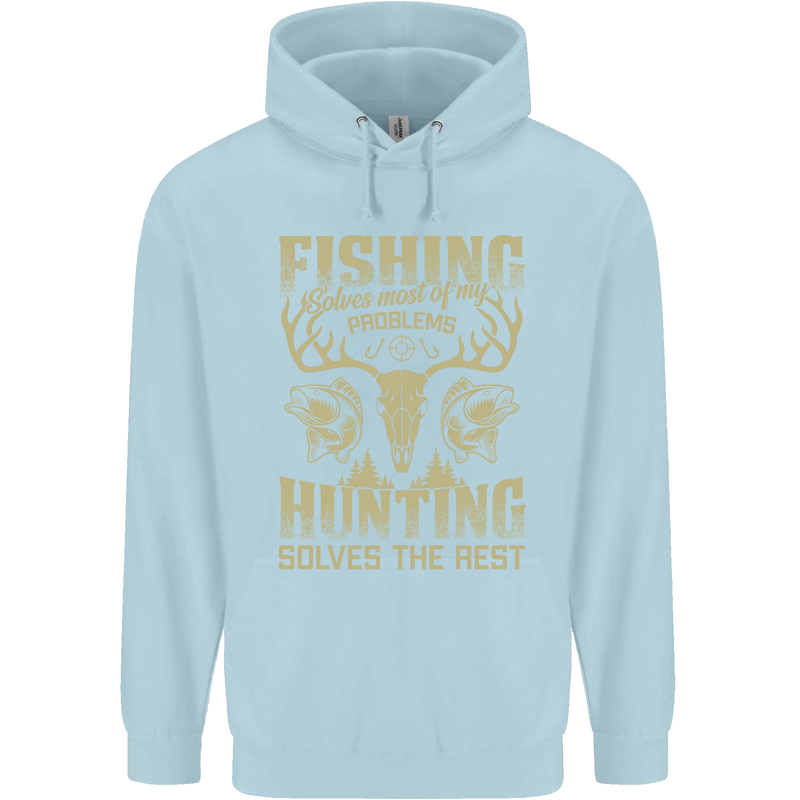 Fishing & Hunting Fisherman Hunter Funny Mens 80% Cotton Hoodie Light Blue