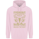 Fishing & Hunting Fisherman Hunter Funny Mens 80% Cotton Hoodie Light Pink