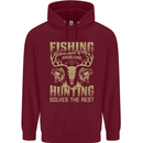 Fishing & Hunting Fisherman Hunter Funny Mens 80% Cotton Hoodie Maroon