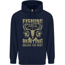 Fishing & Hunting Fisherman Hunter Funny Mens 80% Cotton Hoodie Navy Blue