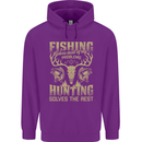Fishing & Hunting Fisherman Hunter Funny Mens 80% Cotton Hoodie Purple