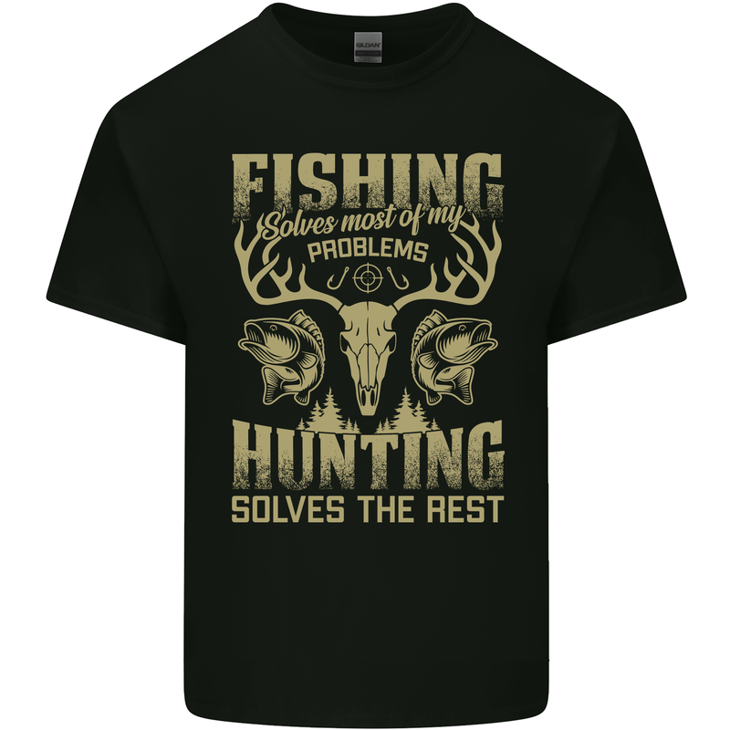 Fishing & Hunting Fisherman Hunter Funny Mens Cotton T-Shirt Tee Top Black