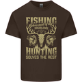 Fishing & Hunting Fisherman Hunter Funny Mens Cotton T-Shirt Tee Top Dark Chocolate