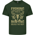 Fishing & Hunting Fisherman Hunter Funny Mens Cotton T-Shirt Tee Top Forest Green