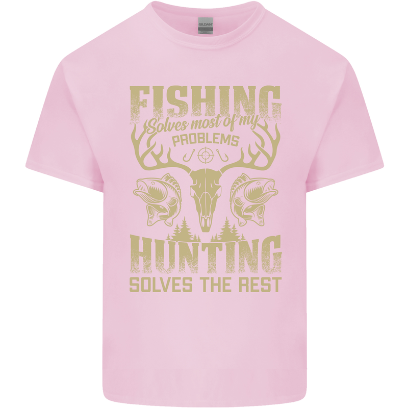 Fishing & Hunting Fisherman Hunter Funny Mens Cotton T-Shirt Tee Top Light Pink