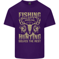 Fishing & Hunting Fisherman Hunter Funny Mens Cotton T-Shirt Tee Top Purple