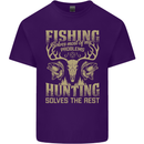 Fishing & Hunting Fisherman Hunter Funny Mens Cotton T-Shirt Tee Top Purple