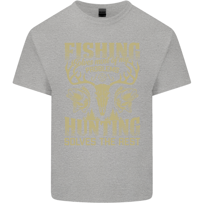 Fishing & Hunting Fisherman Hunter Funny Mens Cotton T-Shirt Tee Top Sports Grey