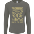 Fishing & Hunting Fisherman Hunter Funny Mens Long Sleeve T-Shirt Charcoal