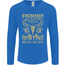 Fishing & Hunting Fisherman Hunter Funny Mens Long Sleeve T-Shirt Royal Blue