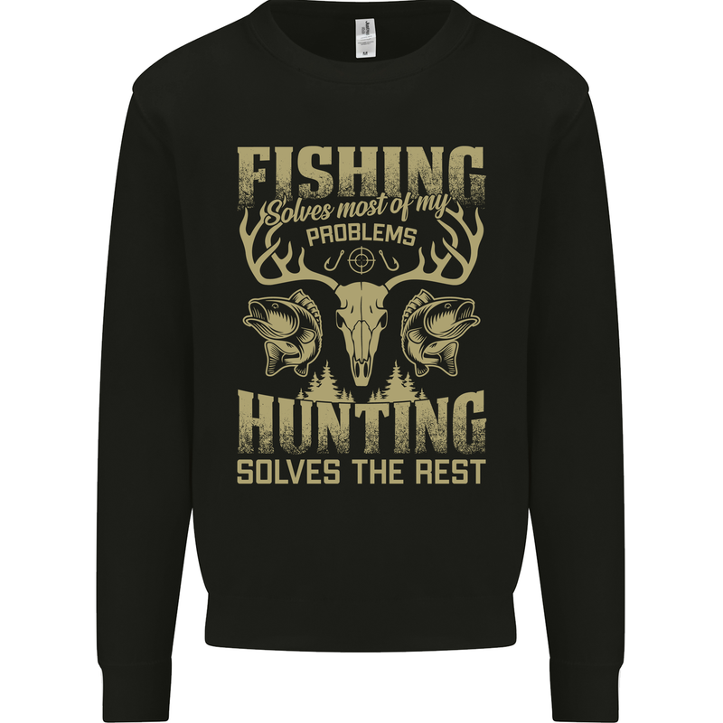 Fishing & Hunting Fisherman Hunter Funny Mens Sweatshirt Jumper Black
