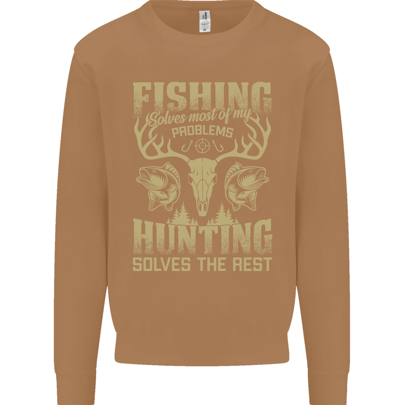 Fishing & Hunting Fisherman Hunter Funny Mens Sweatshirt Jumper Caramel Latte